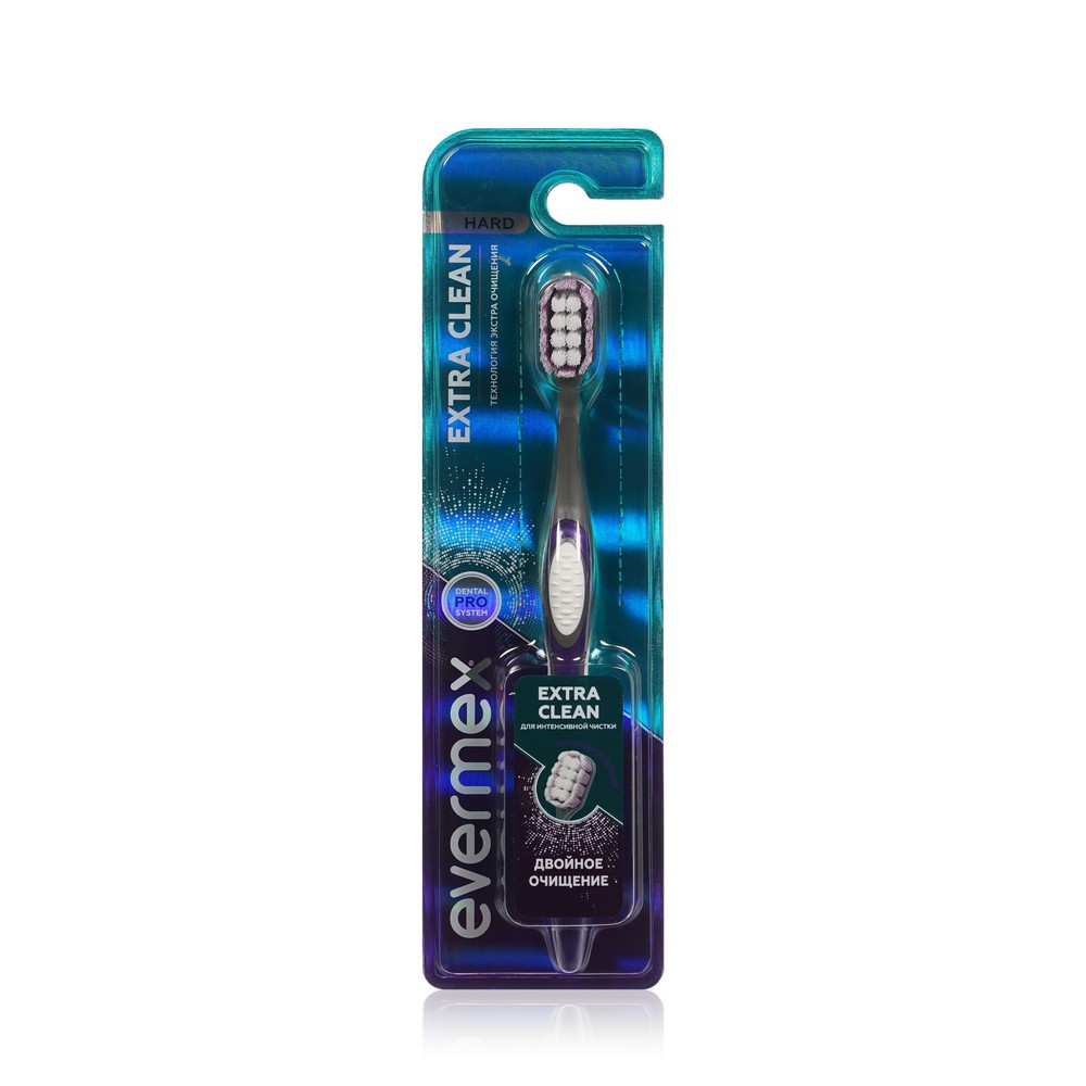 Зубная щетка Evermex Extra Clean жесткая фиолетовая магнитная щётка для мытья окон с двух сторон с регулятором толщины стекла 3 22 мм зелёный