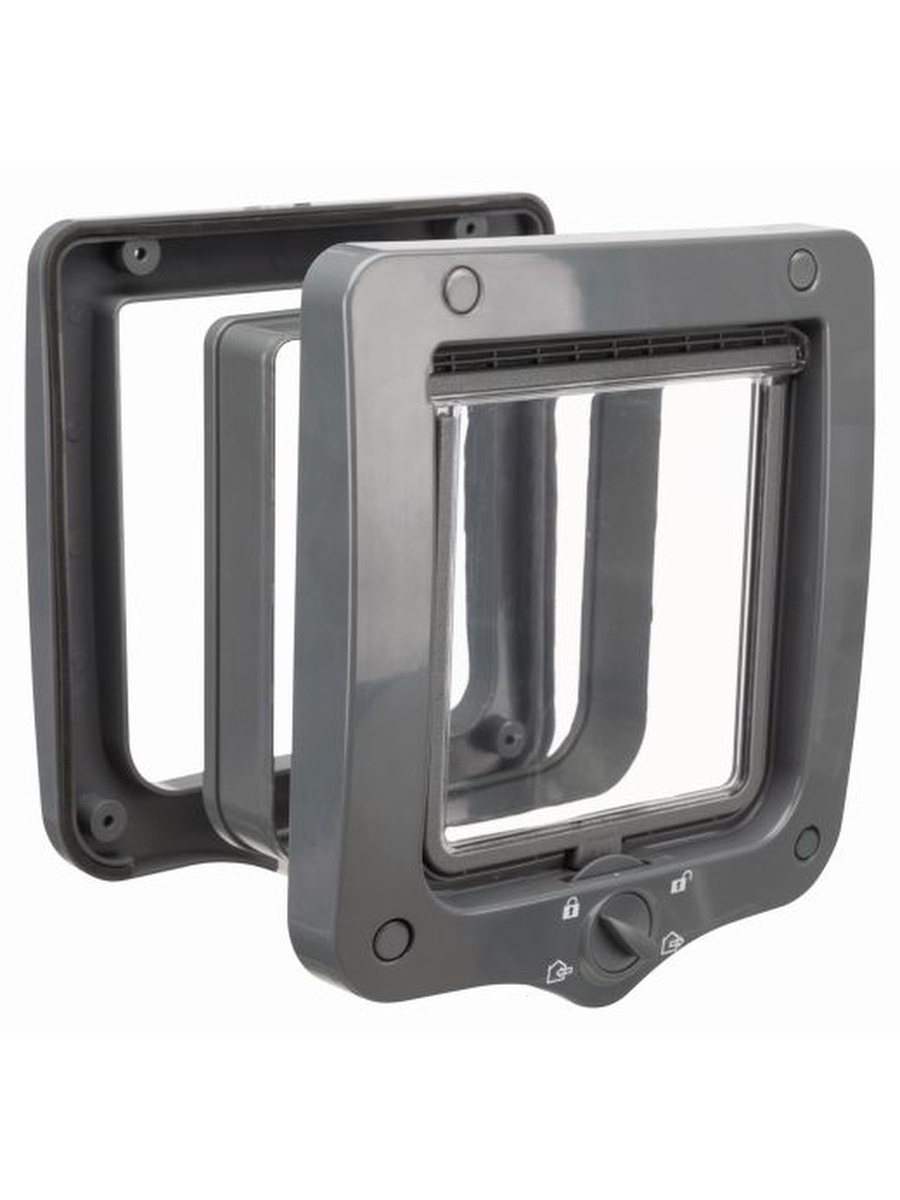 фото Дверца для кошки trixie 4-way cat flap, серая, 14х15,5см