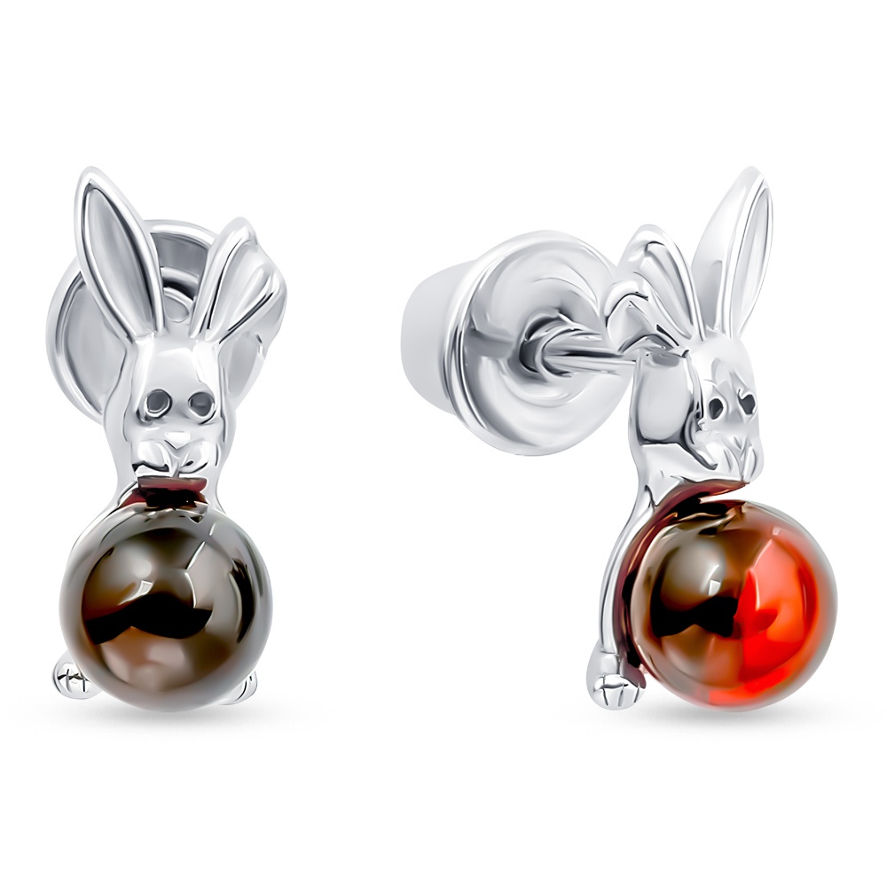 

Серьги пусеты из серебра 585Gold 702012276, янтарь, 702012276