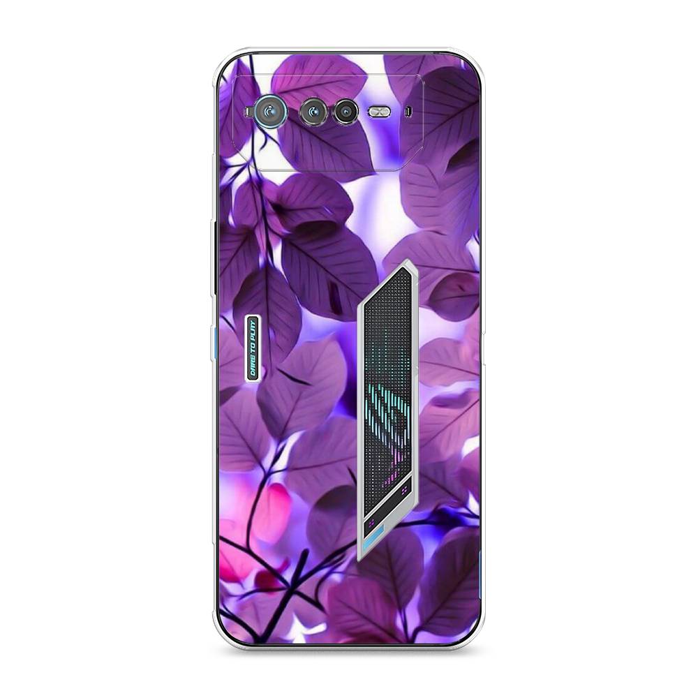 

Чехол для Asus ROG Phone 6 "Сиреневые листики", Фиолетовый;голубой, 44650-2