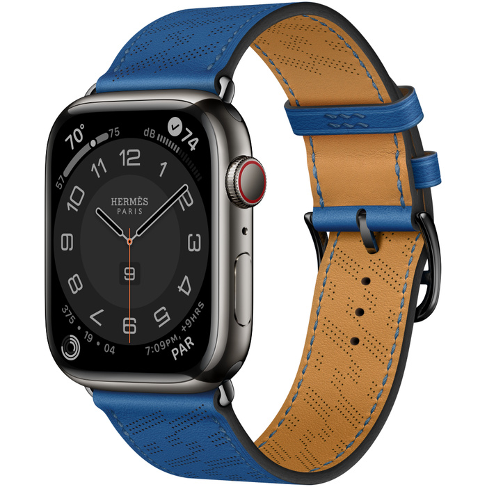 фото Умные часы apple watch hermès series 8 gps + cellular (45mm) black/bleu de france