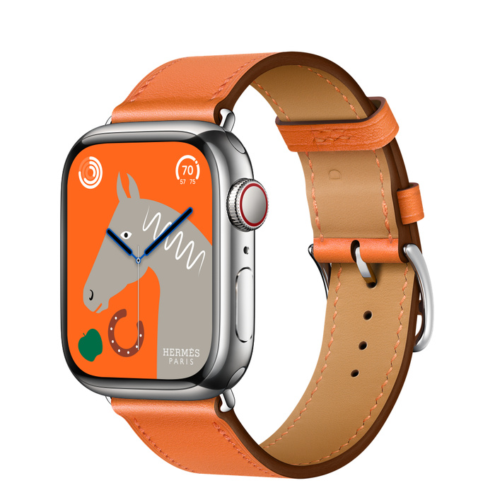 фото Умные часы apple watch hermès series 8 gps + cellular (41mm) silver/orange