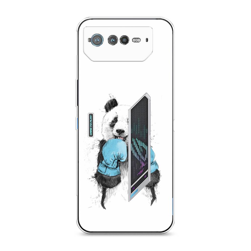 

Чехол для Asus ROG Phone 6 "Панда боксер", Голубой;белый;серый, 44650-1