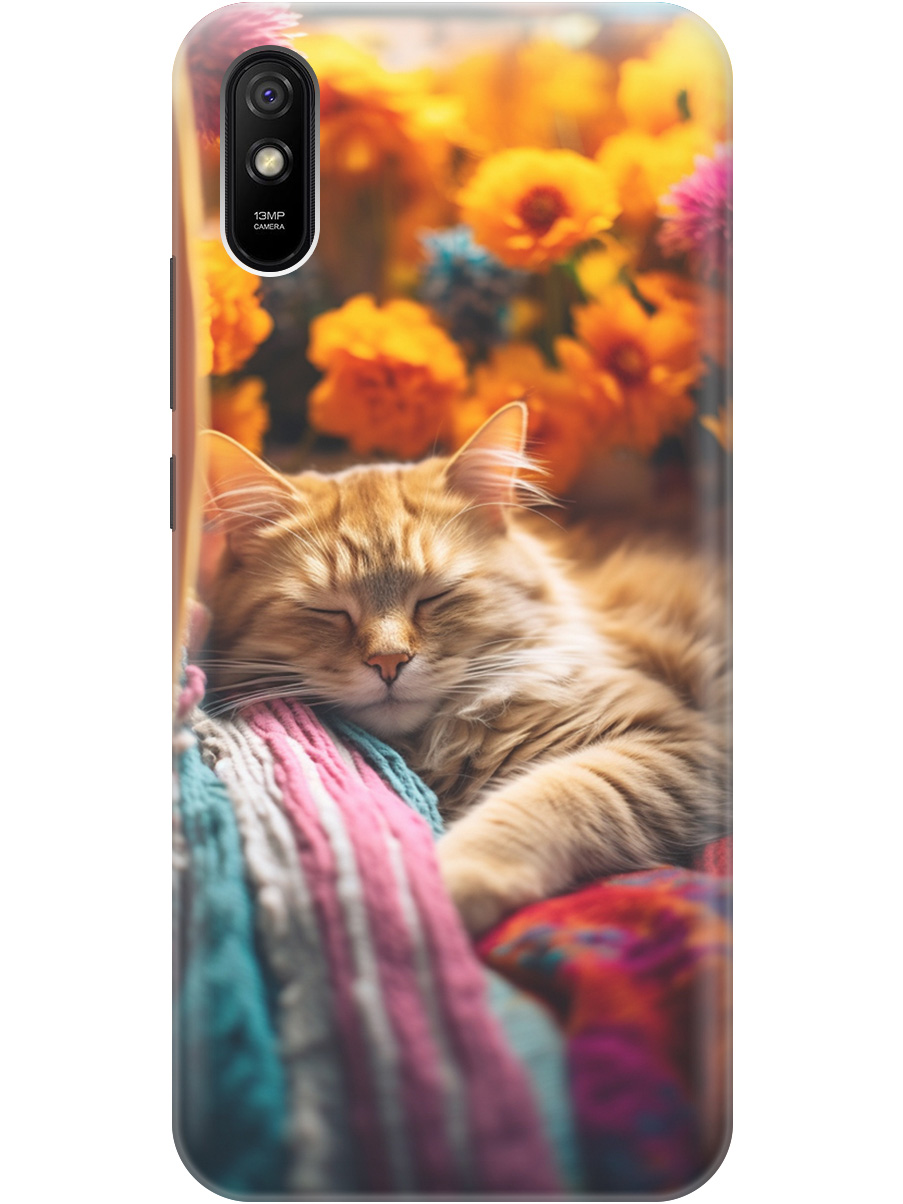 

Силиконовый чехол на Xiaomi Redmi 9A с принтом "Котик в цветах" прозрачный, Белый;желтый, 20001194