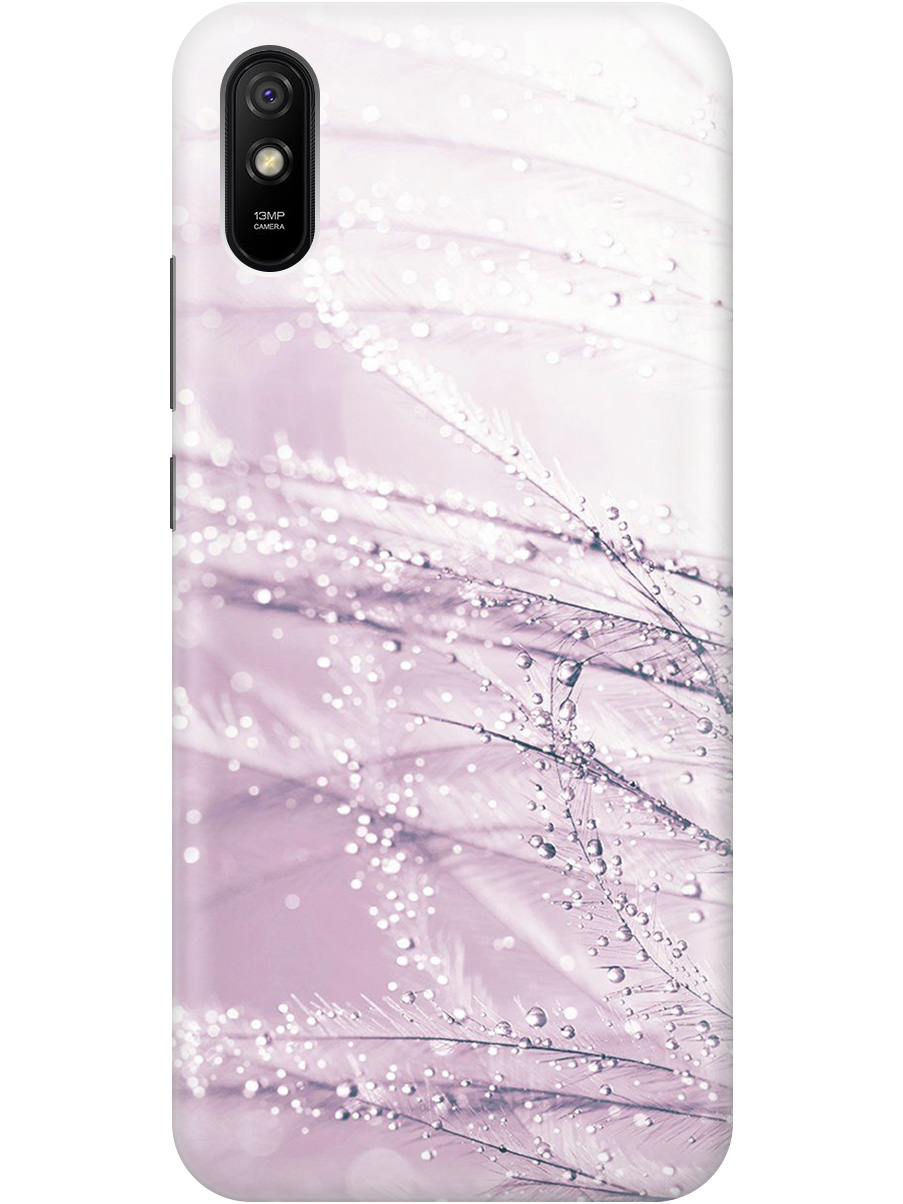 

Силиконовый чехол на Xiaomi Redmi 9A с принтом "Капли на розовой траве" прозрачный, Розовый, 20001194