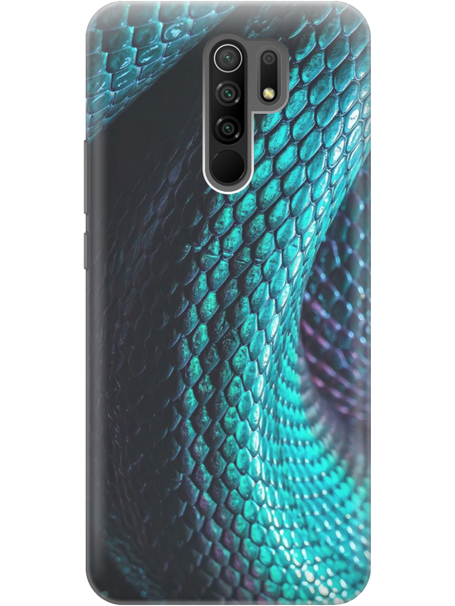 

Силиконовый чехол на Xiaomi Redmi 9 с принтом "Переливающаяся змея" прозрачный, Зеленый;синий, 20000748