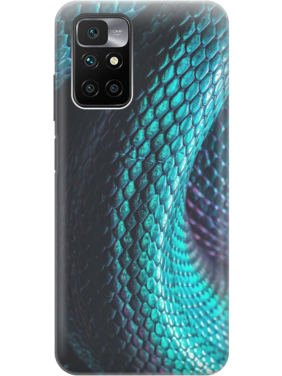 

Силиконовый чехол на Xiaomi Redmi 10 с принтом "Переливающаяся змея" прозрачный, Зеленый;синий, 20000615