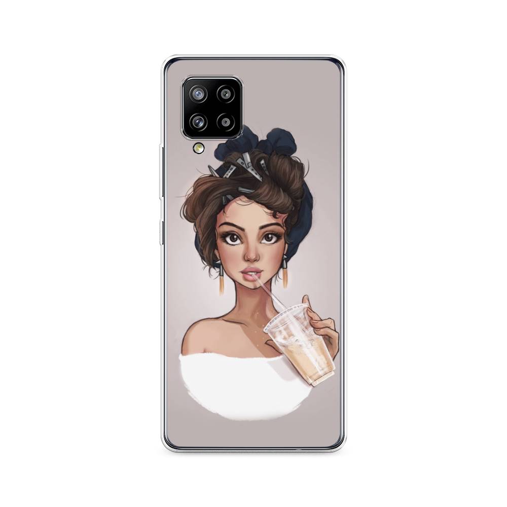 

Чехол на Samsung Galaxy A42 "Девушка с фраппе", Серый, 2101750-6
