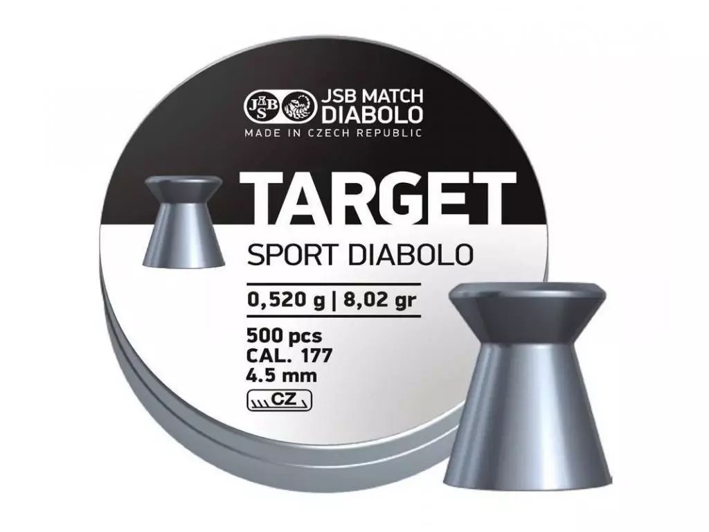 

Пули пневматические JSB Target Sport 4,5 мм 0,52 грамма, 500 шт., Серый