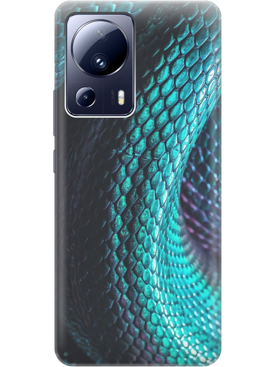 

Силиконовый чехол на Xiaomi 13 Lite с принтом "Переливающаяся змея" прозрачный, Зеленый;синий, 20000460