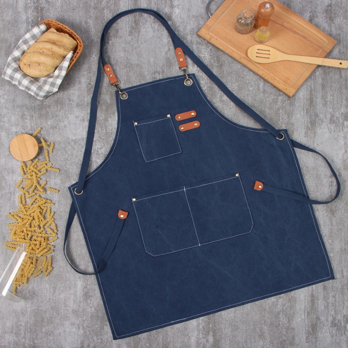 

Фартук Этель с карманами цвет синий, 75x68 см п/э 50%, хл 50%