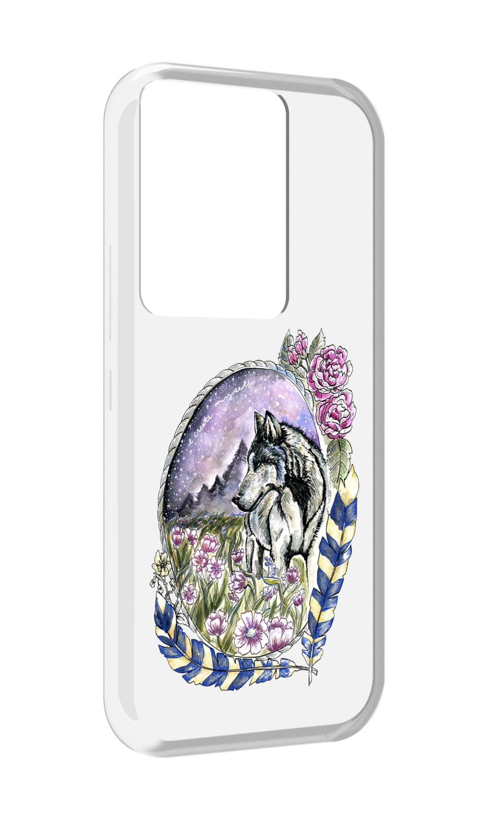 

Чехол MyPads нарисованный волк в цветах с перьями для Itel Vision 3 Plus / Itel P38 Pro, Прозрачный, Tocco