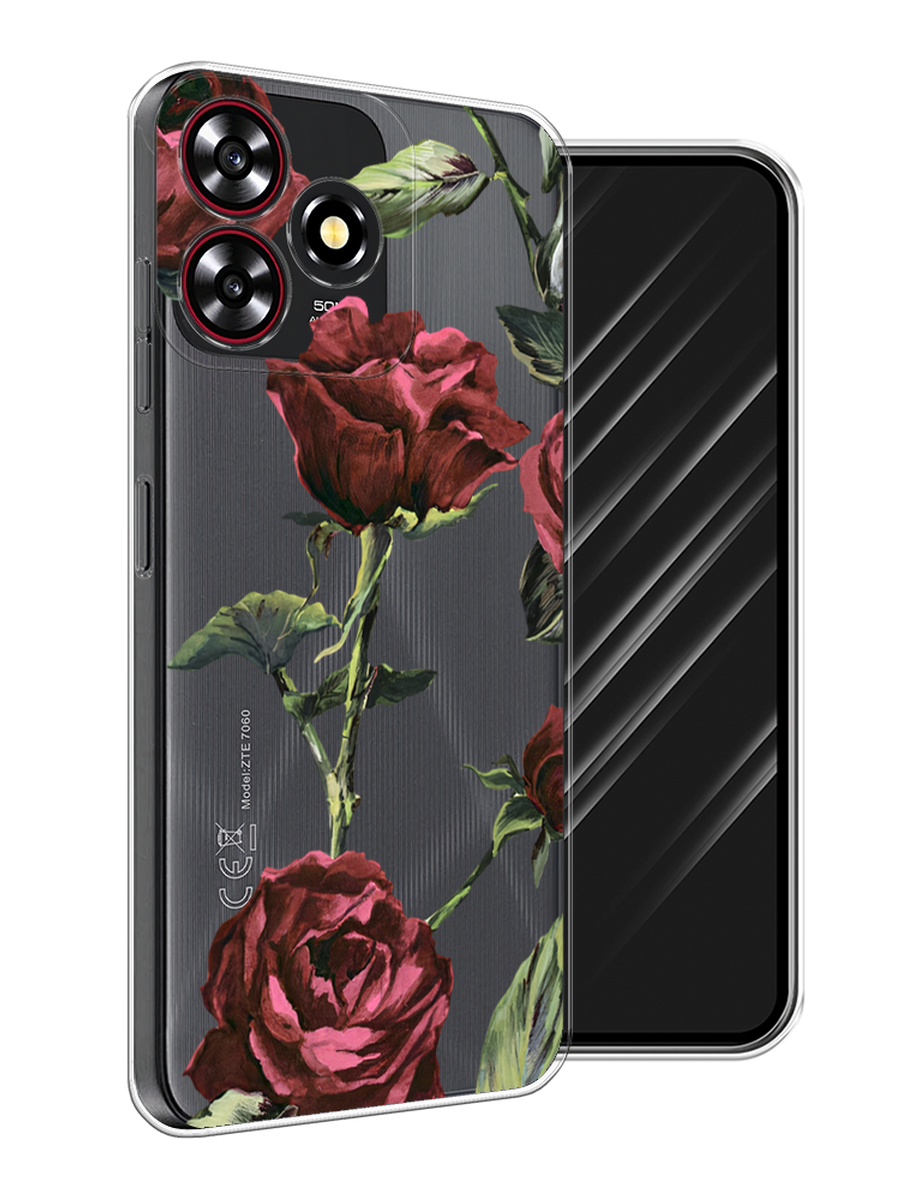 

Чехол Awog на ZTE Blade V50 Smart "Бордовые розы фон", Бордовый, 136550-1