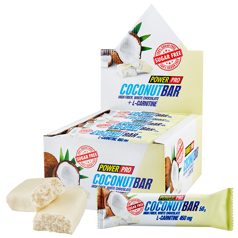 Протеиновые батончики POWER PRO CoconutBar L-Carnitine, 20 шт