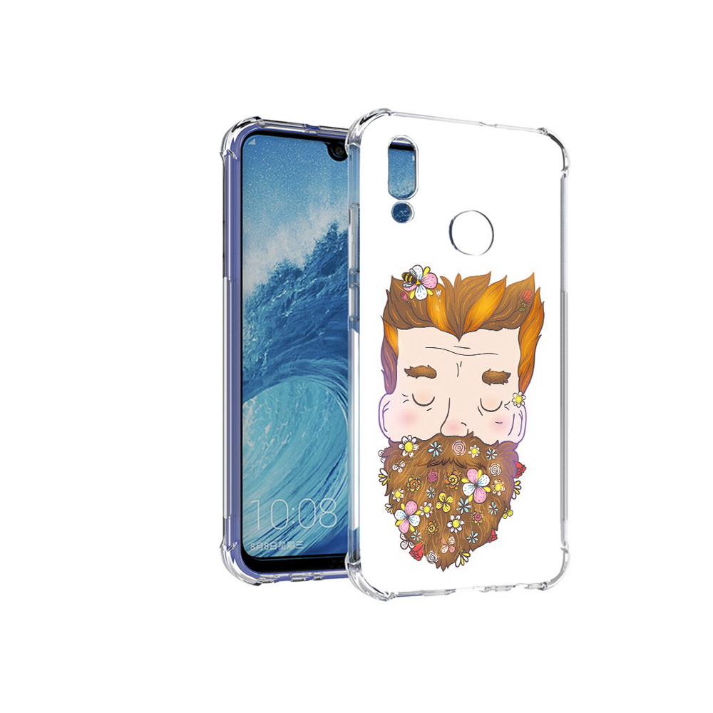 

Чехол MyPads Tocco для Huawei P Smart (2019) мужчина с цветами в бороде, Прозрачный, Tocco