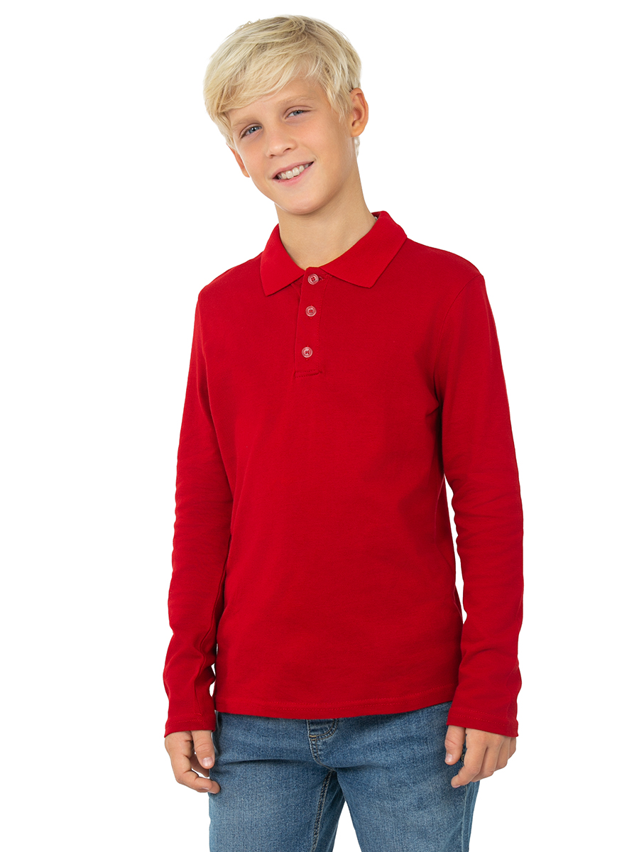 Поло детское N.O.A. 11565, бордовый, 128 футболка поло с длинным рукавом для девочки