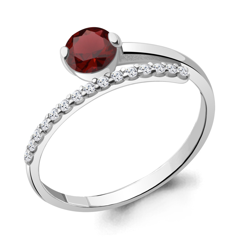 

Кольцо из серебра с гранатом Aquamarine Aquamarine 6961403А_925_р р. 18, 6961403А_925_р