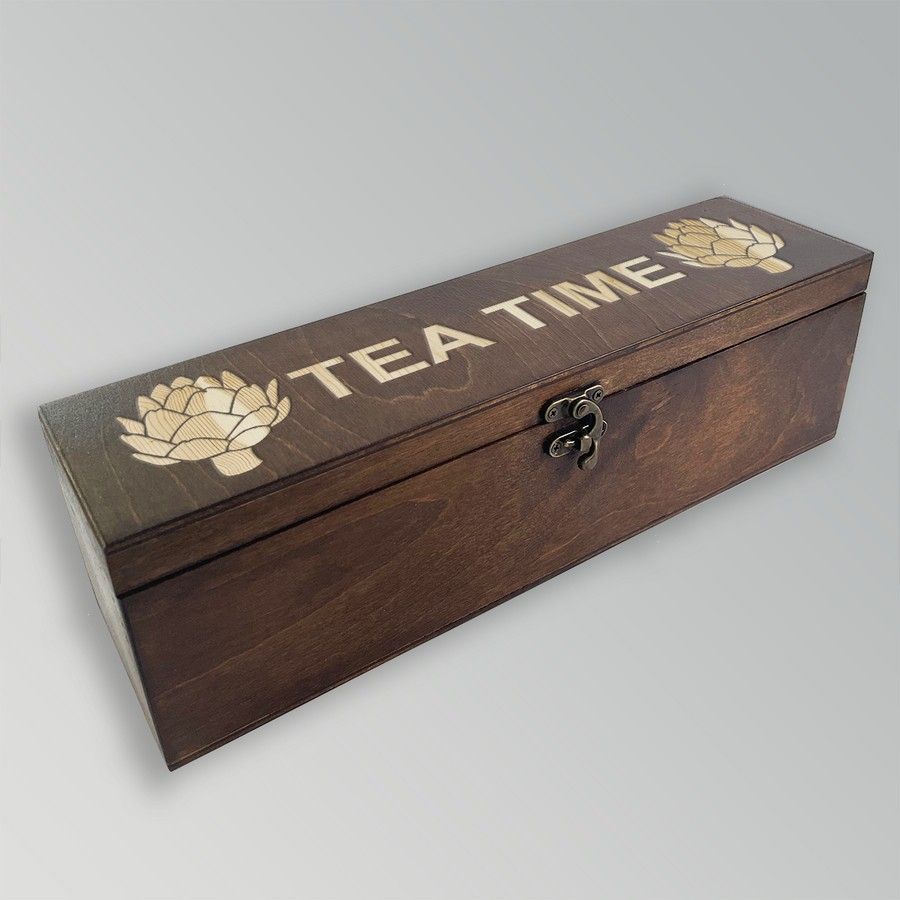 

Коробка для чайных пакетиков из дерева с крышкой - 58, TEABOX-OG-090922-0081