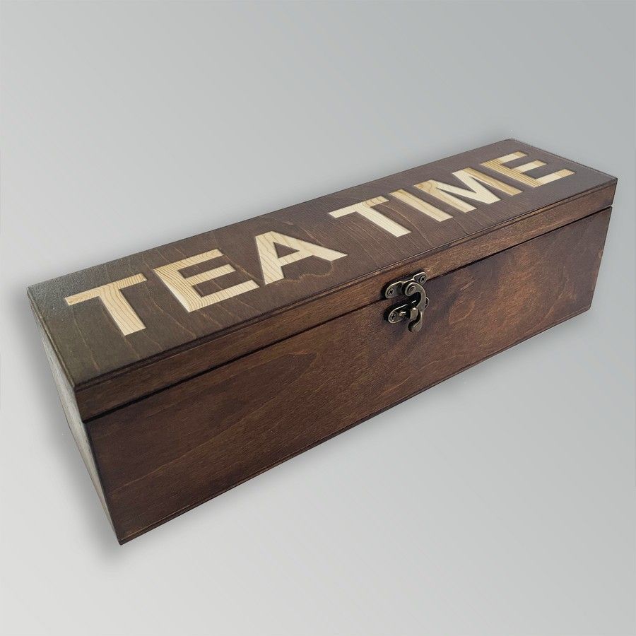 

Коробка для чайных пакетиков из дерева с крышкой tea time - 6, TEABOX-OG-090922-0066