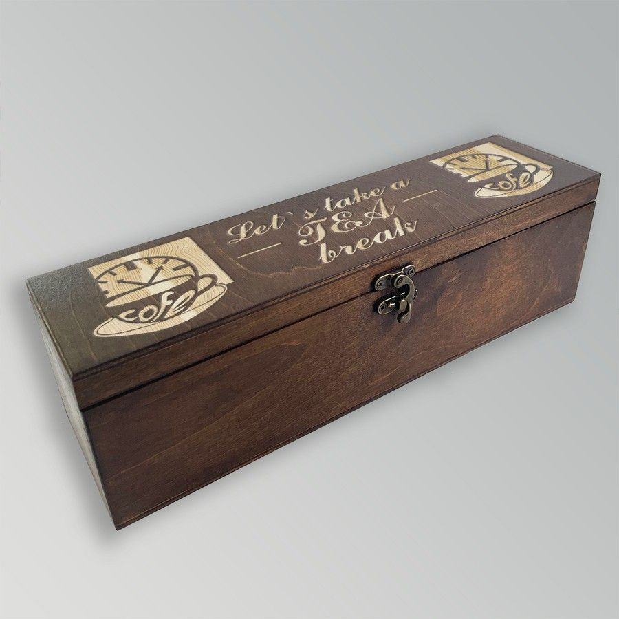 

Коробка для чайных пакетиков из дерева с крышкой - 3, TEABOX-OG-090922-0058