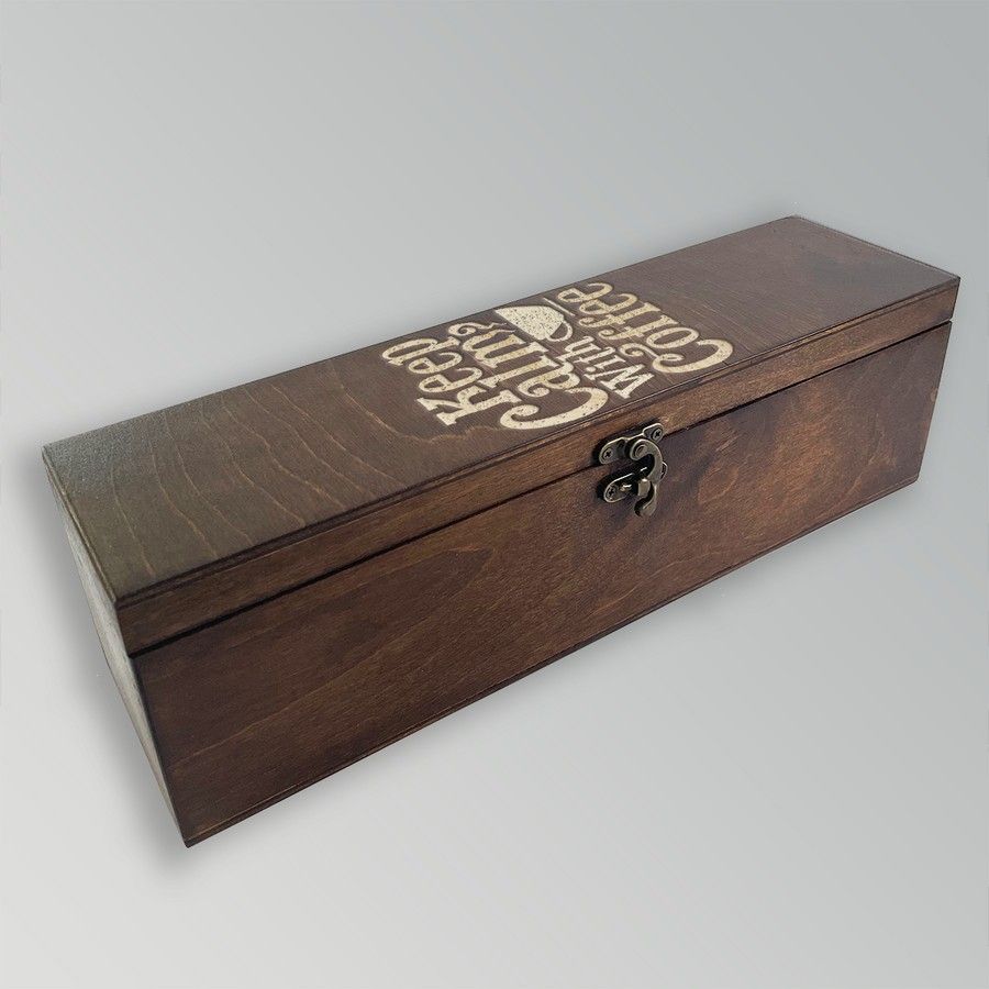 

Коробка для чайных пакетиков из дерева с крышкой keep calm with coffee - 65, TEABOX-OG-090922-0057