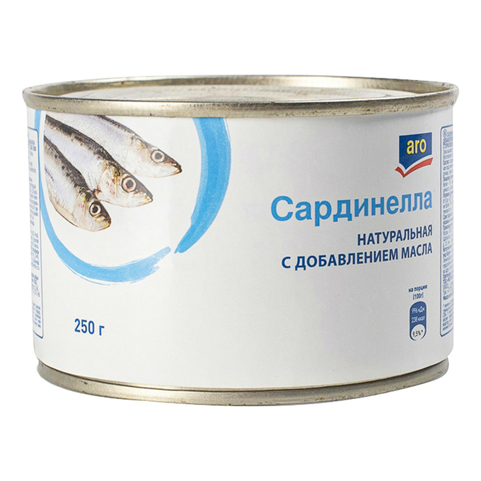 

Сайра и сардина Aro натуральная 250 г