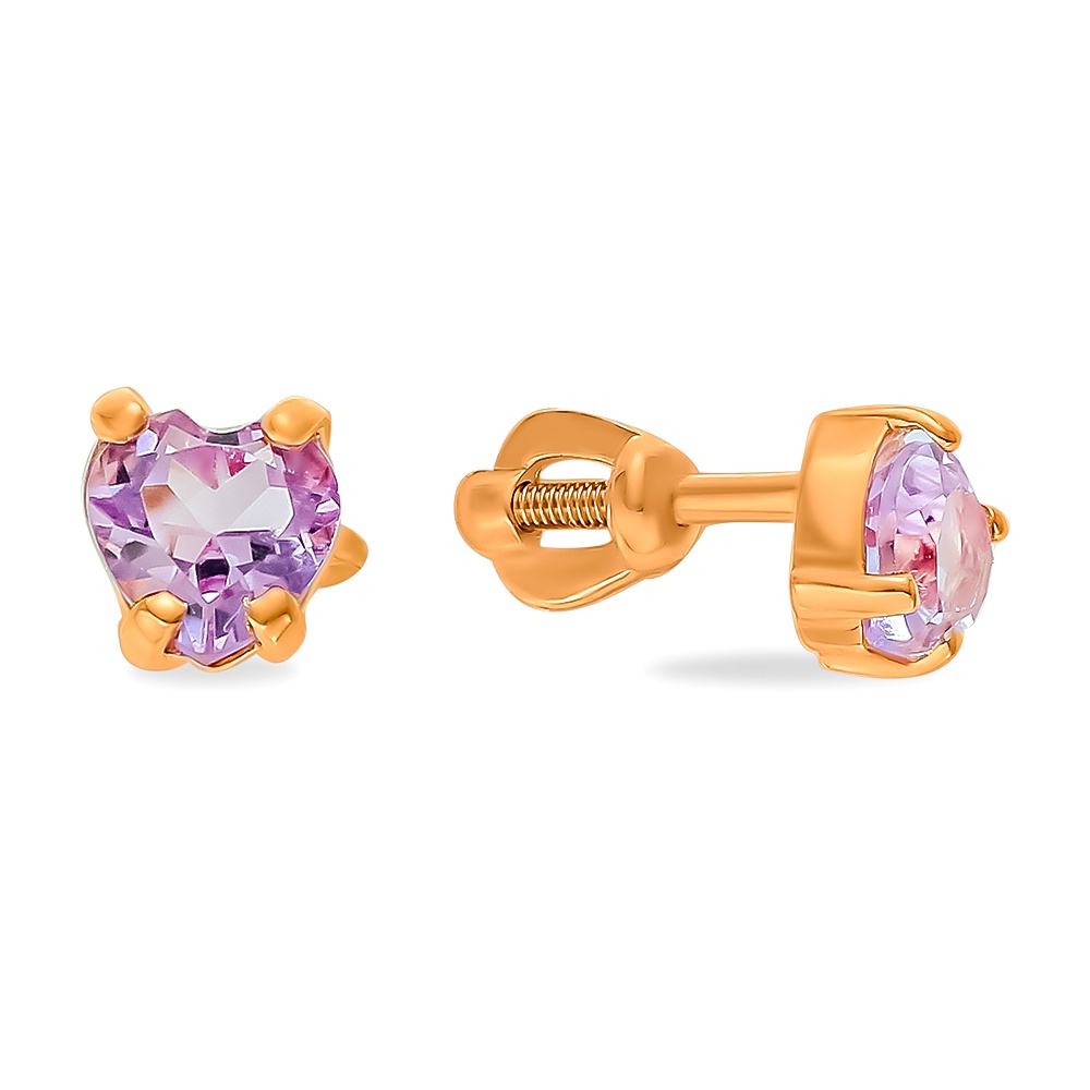 

Серьги пусеты из красного золота 585Gold 202010476, аметист, 202010476