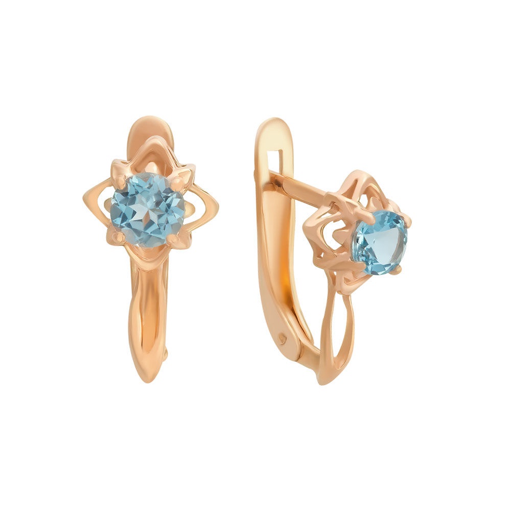 

Серьги из красного золота 585Gold 202010465, топаз, 202010465
