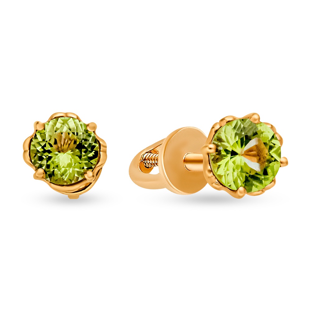 

Серьги пусеты из красного золота 585Gold 202010477, хризолит, 202010477