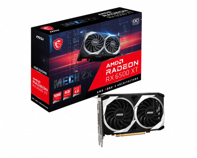 фото Видеокарта msi amd radeon rx 6500 xt (radeon rx 6500 xt mech 2x 4g oc)