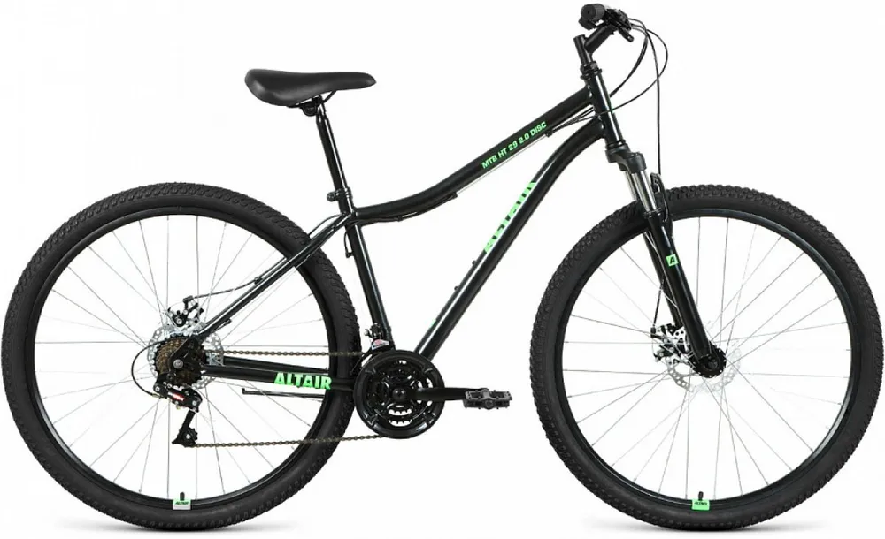 Велосипед Altair Mtb Ht 2.0 D 21 скорость, ростовка 17, ярко-зелёный, чёрный, 29