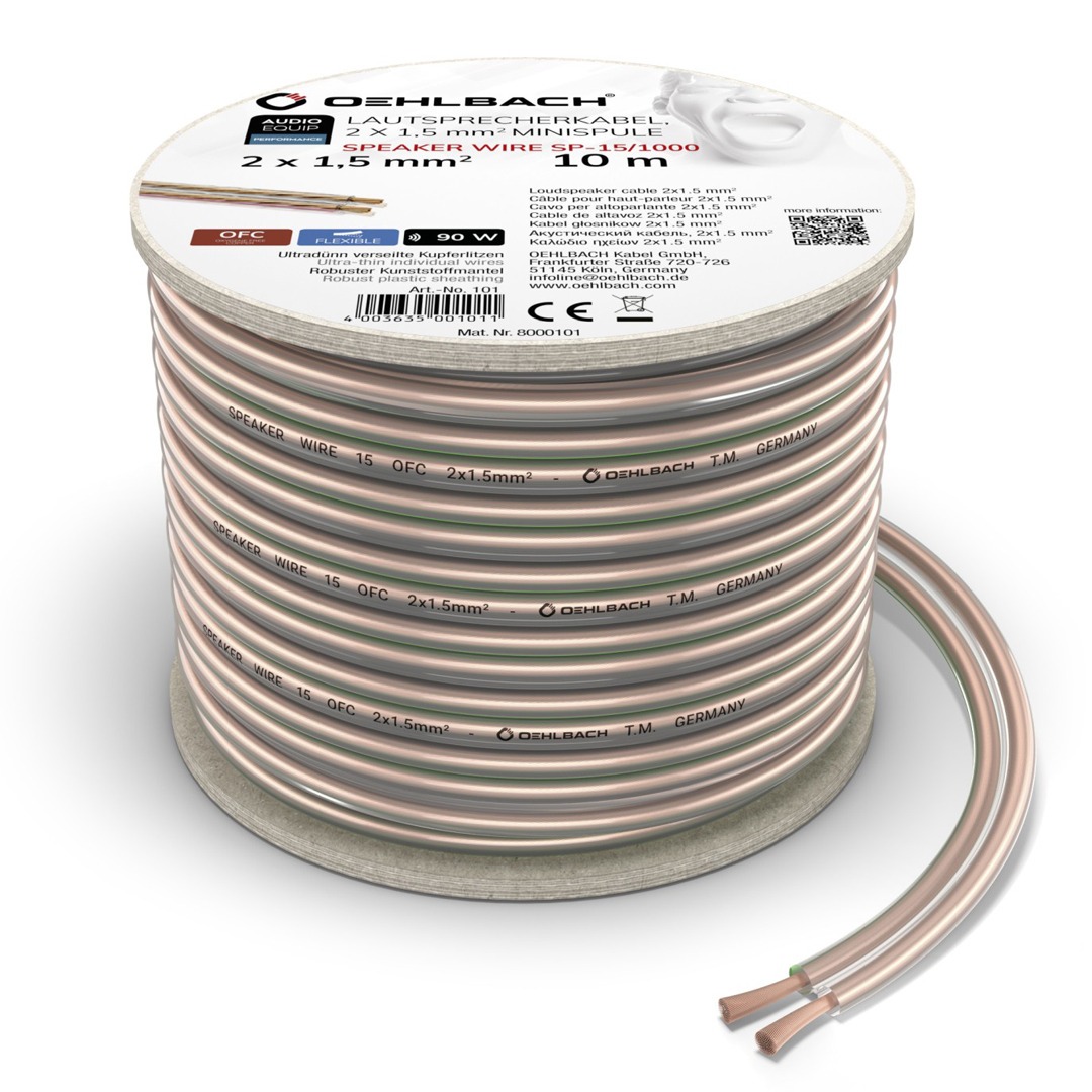 

Кабель на катушке Oehlbach 101 Performance Speaker Wire SP-15 Transparent 10.0m, 101 Performance Speaker Wire SP-15 Transparent 10.0m