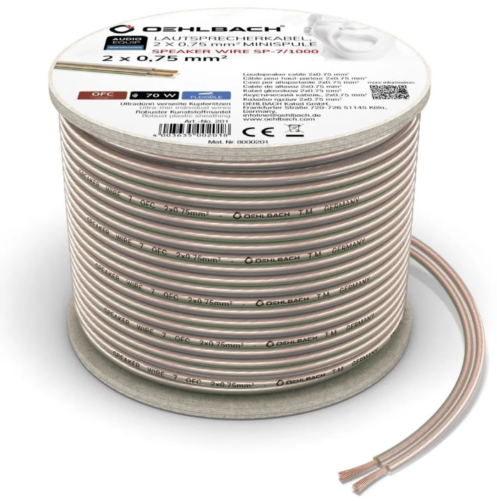 

Кабель акустический Oehlbach 202 Performance Speaker Wire SP-7 Transparent 20м, 202 Performance Speaker Wire SP-7 Transparent