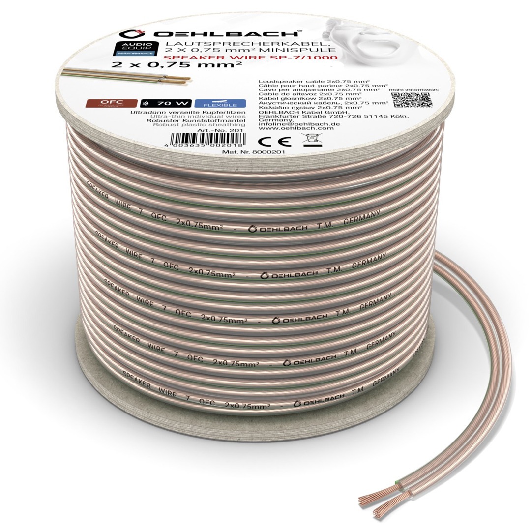 

Кабель на катушке Oehlbach 201 Performance Speaker Wire SP-7 Transparent 10.0m, 201 Performance Speaker Wire SP-7 Transparent 10.0m