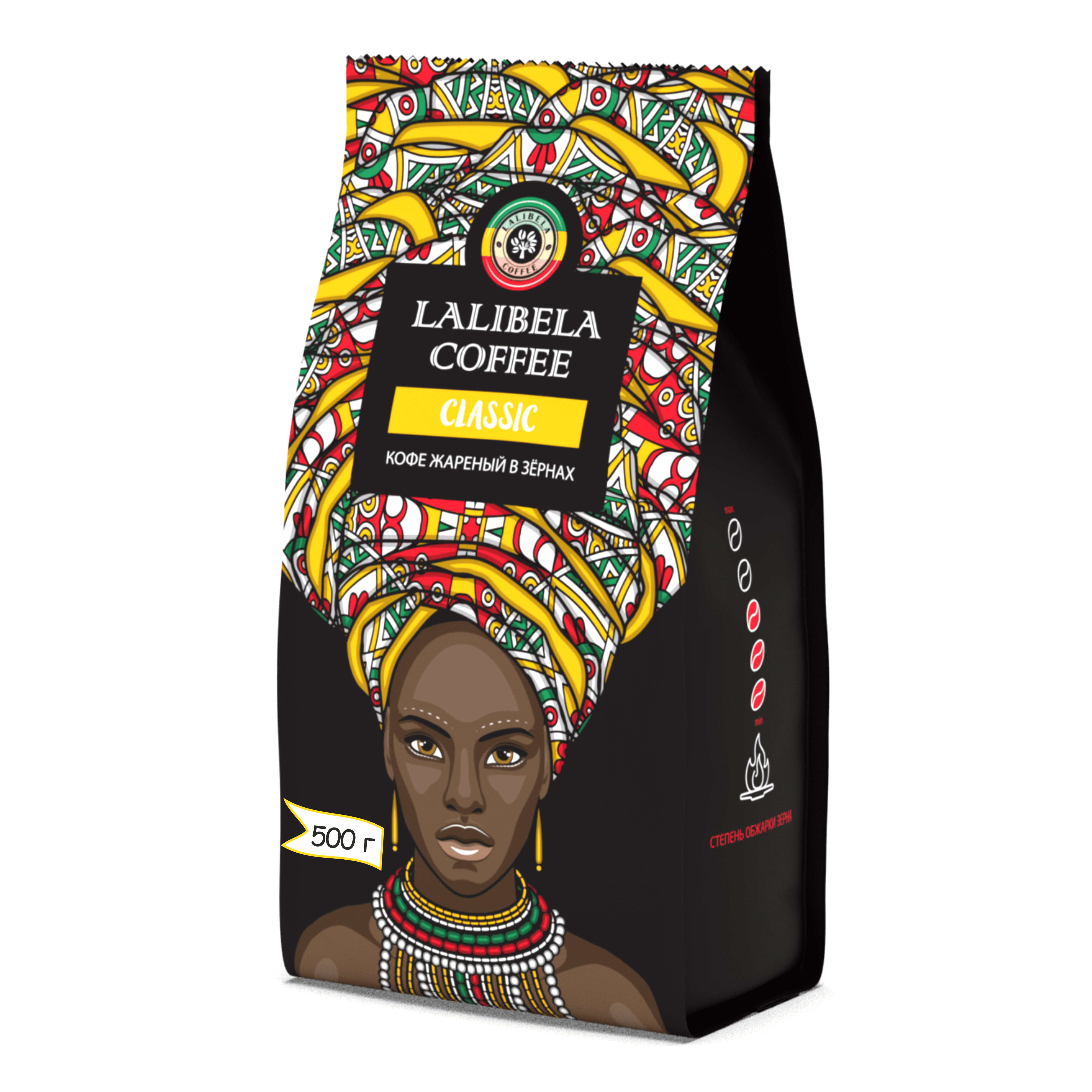 Кофе в зернах LALIBELA COFFEE Classic арабика 30%, робуста 70%, 500 г