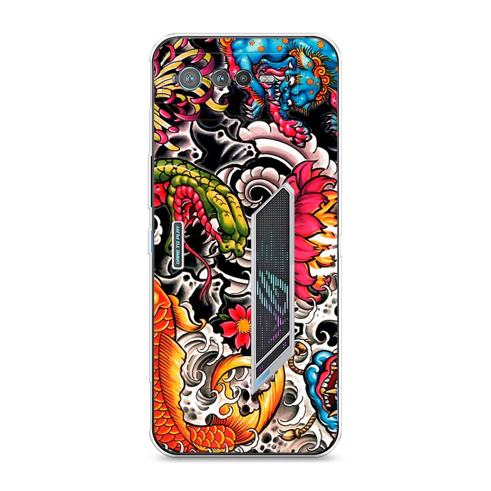 

Чехол для Asus ROG Phone 6 "Японское искусство", Красный;оранжевый;голубой, 44650-4