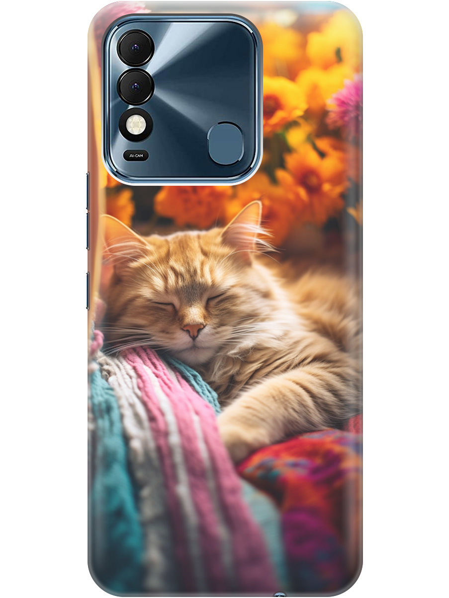

Силиконовый чехол на Tecno Spark 8 с принтом "Котик в цветах" прозрачный, Белый;желтый, 20000148