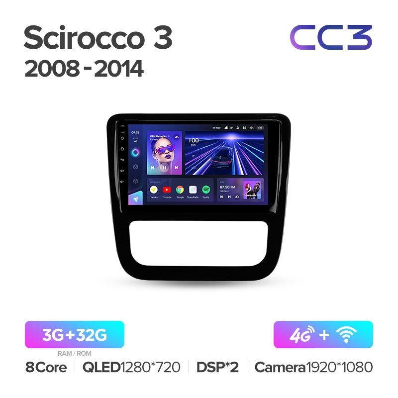 Штатная магнитола Teyes CC3 Volkswagen Scirocco 3 III Mk3 2008-2014 Комплектация A 332G 3910200₽