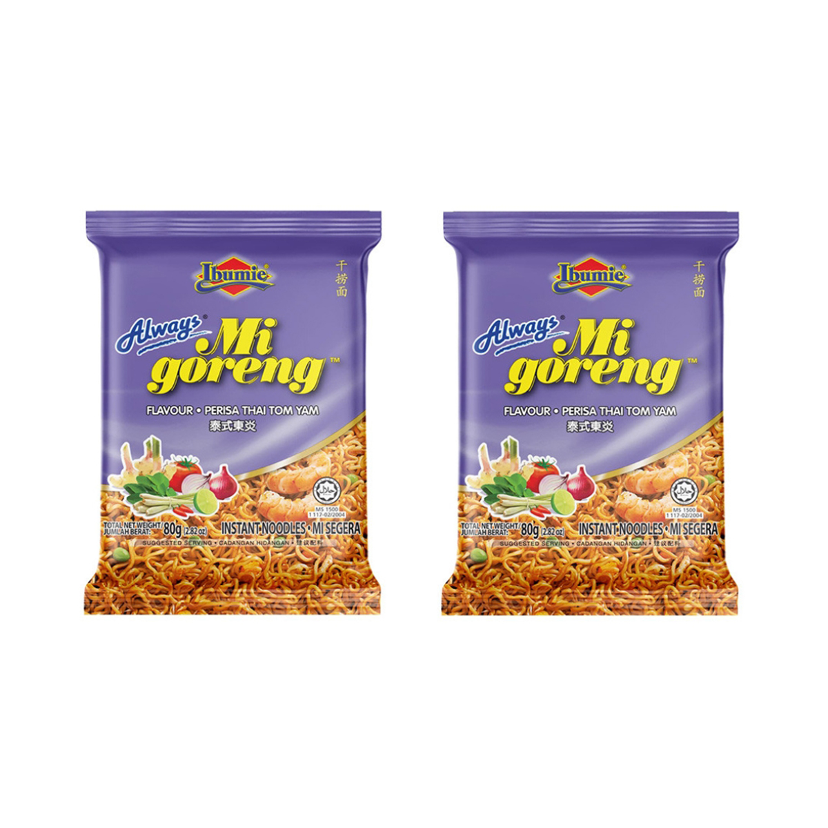 

Лапша быстрого приготовления Mi goreng Том ям с острым чили Ибуми, 2 шт по 80 г