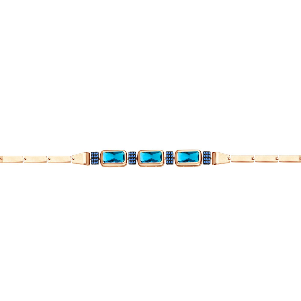 

Браслет из серебра с топазом искусственным р.  Aquamarine 7443493Б_925_з, 7443493Б_925_з