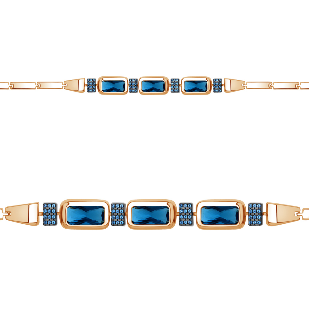 

Браслет из серебра с топазом искусственным р.  Aquamarine 7443493Б, 7443493Б_925_з