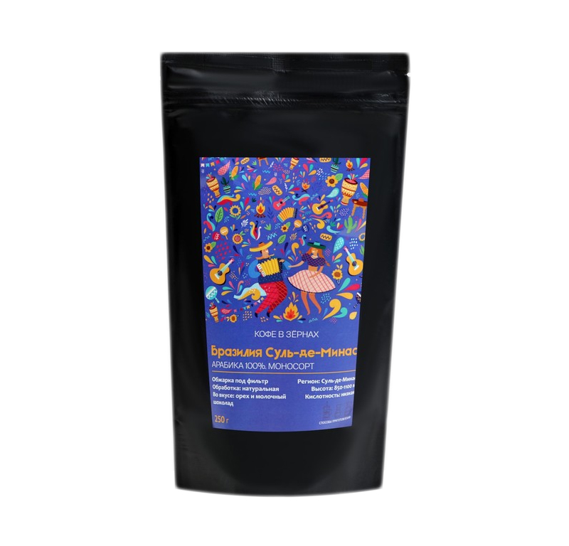 

Кофе зерновой Бразилия Суль-де-Минас обжарка под фильтр, 250 г