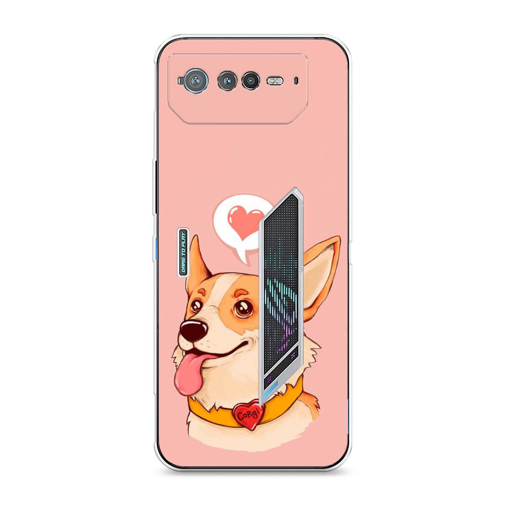 

Чехол для Asus ROG Phone 6 "Корги язык", Розовый;коричневый, 44650-1