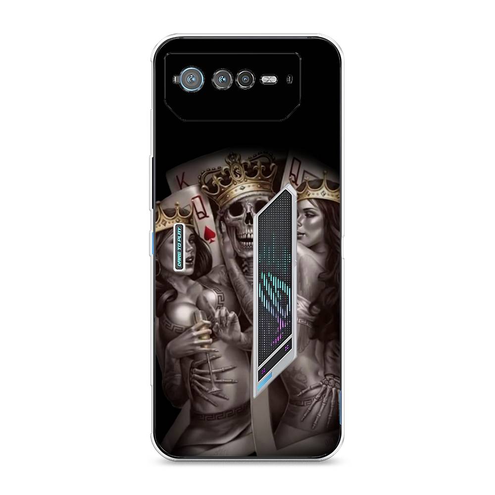 

Чехол для Asus ROG Phone 6 "Карты король и королевы", Серый;желтый, 44650-6