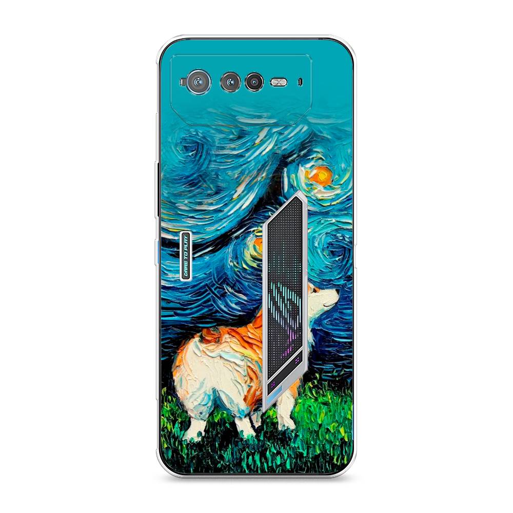 

Чехол для Asus ROG Phone 6 "Корги звёздная ночь", Коричневый;белый;зеленый, 44650-1