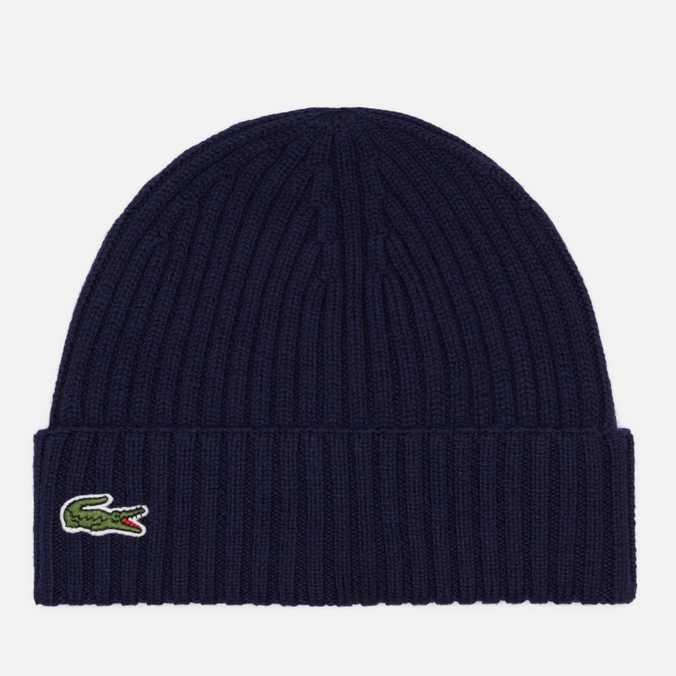 

Шапка бини мужская Lacoste Ribbed Wool, синий, Ribbed Wool