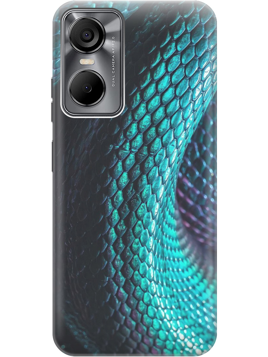 

Силиконовый чехол на Tecno Pop 6 Pro с принтом "Переливающаяся змея" прозрачный, Зеленый;синий, 20001039