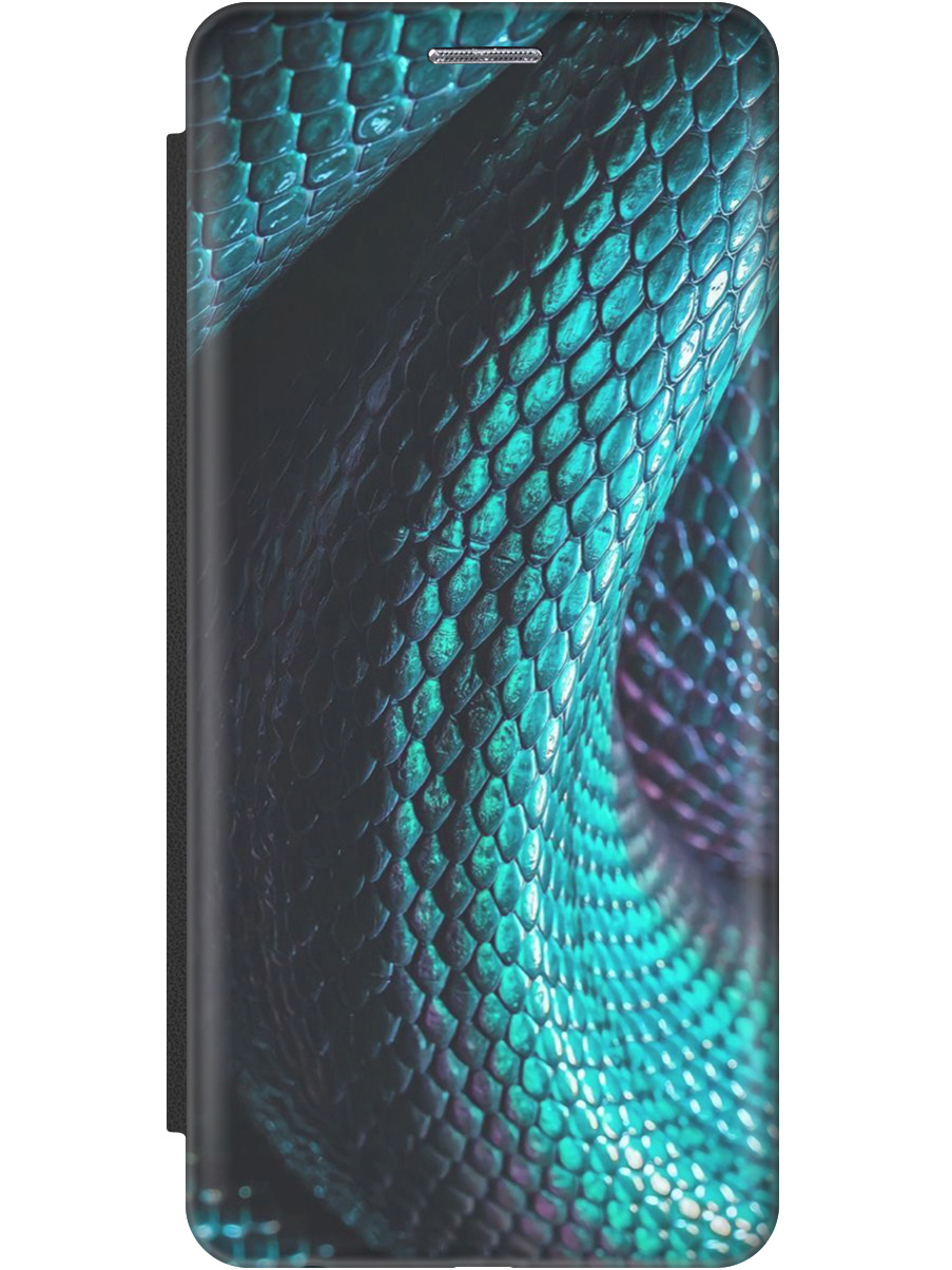 

Чехол-книжка на Samsung Galaxy A73 5G c принтом "Переливающаяся змея" черный, Зеленый;синий, 20001059