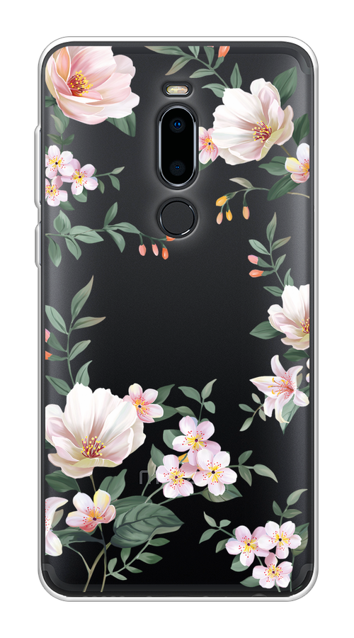

Чехол на Meizu M8 "Beautiful white flowers", Бежевый;зеленый, 73150-1
