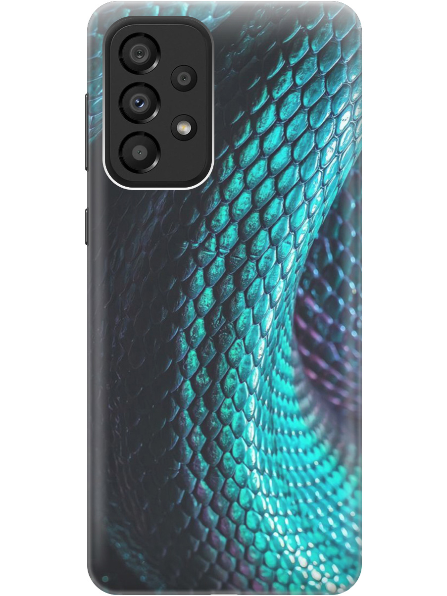 

Силиконовый чехол на Samsung Galaxy A33 5G с принтом "Переливающаяся змея" прозрачный, Зеленый;синий, 20000681